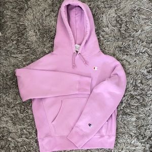 champion purple/pink reverse weave hoodie